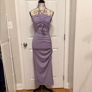 Purple maxi dress lilac open front with tie.  Medium